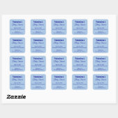 Minimalistische lichtblauwe typografie baby shower vierkante sticker (Vel)