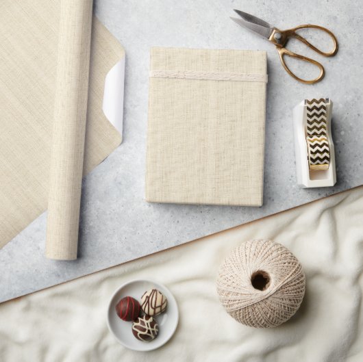 Minimalistische lichte beige jute textuur cadeaupapier (Crafts)