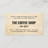 Minimalistische lichte houtnerf rustieke coffeesho klantenkaartje (Achterkant)