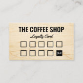 Minimalistische lichte houtnerf rustieke coffeesho klantenkaartje (Voorkant)