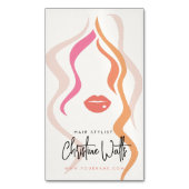 Minimalistische lichte perzik haarstylist golvend  magnetisch visitekaartje (Voorkant Verticaal)