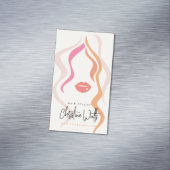 Minimalistische lichte perzik haarstylist golvend  magnetisch visitekaartje (Voorbeeld)