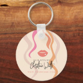 Minimalistische lichte perzik haarstylist golvend sleutelhanger (Voorkant)