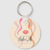 Minimalistische lichte perzik haarstylist golvend sleutelhanger (Achterkant)