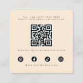 Minimalistische lichte perzik kapper golvend haar  vierkante visitekaartje (Achterkant)