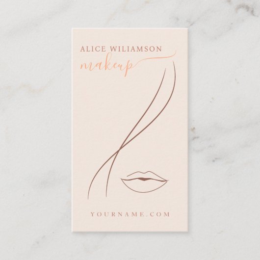 Minimalistische lichte perzik Make-up Artiest Lijn Visitekaartje (Voorkant)