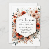 Minimalistische lichte salie terracotta bruiloft save the date (Voorkant / Achterkant)