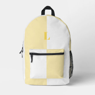 Minimalistische lichtgele en witte aangepaste rugz bedrukte rugzak