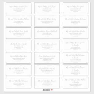 Minimalistische lichtgrijze bruiloft gast Adreseti Sticker