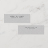 Minimalistische lichtgrijze sieraden oorbel displa mini visitekaartje (Voorkant / Achterkant)