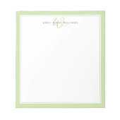 Minimalistische lichtgroene monogram met twee rand notitieblok (Voorkant)