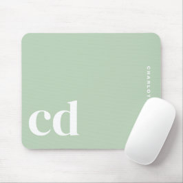 Minimalistische Lichtgroene Monogramnaam Muismat