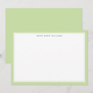 Minimalistische lichtgroene naamkaart met twee ran notitiekaartje