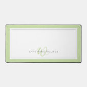 Minimalistische lichtgroene script twee rand monog bureaumat (Voorkant)