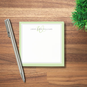 Minimalistische lichtgroene script twee rand monog post-it® notes