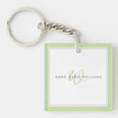 Minimalistische lichtgroene script twee rand monog sleutelhanger (Voorkant)