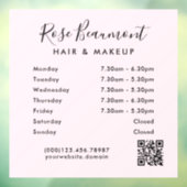 Minimalistische lichtroze openingsuren raamsticker (Vel 3)