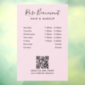 Minimalistische lichtroze openingsuren raamsticker (Vel 3)