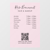 Minimalistische lichtroze openingsuren raamsticker (Vel)