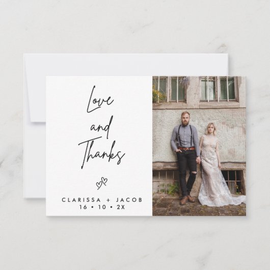 Minimalistische liefde dank hart bruiloft dank u k kaart (Voorkant)