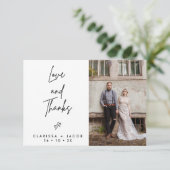 Minimalistische liefde dank hart bruiloft dank u k kaart (Staand voorkant)