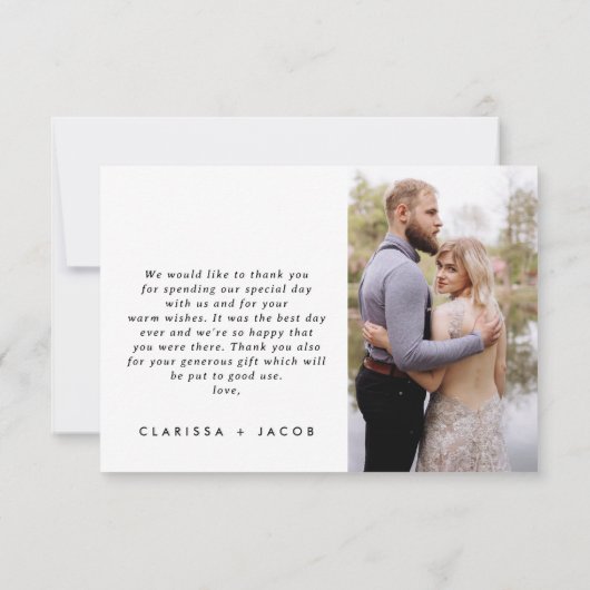 Minimalistische liefde dank hart bruiloft dank u k kaart (Achterkant)