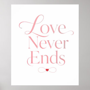 Minimalistische Liefde Eindigt Nooit Rose Goud Typ Poster