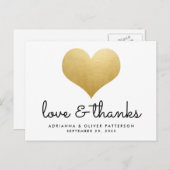 Minimalistische liefde en Bedankt Faux Gold Foil H Briefkaart (Voorkant / Achterkant)