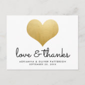 Minimalistische liefde en Bedankt Faux Gold Foil H Briefkaart (Voorkant)