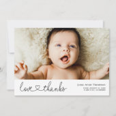 Minimalistische liefde en Bedankt Fotogeboorteaank Aankondiging (Voorkant)
