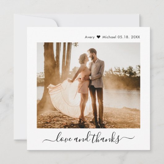 Minimalistische Liefde en Bedankt Script 2 Foto Br (Voorkant)