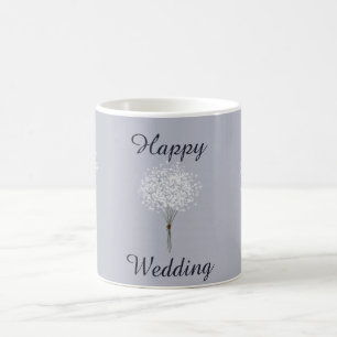 Minimalistische liefde Happy Wedding Bloem Boeket Koffiemok
