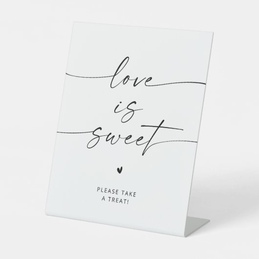 Minimalistische liefde is lief teken reclamebord met voetstuk (Voorkant)