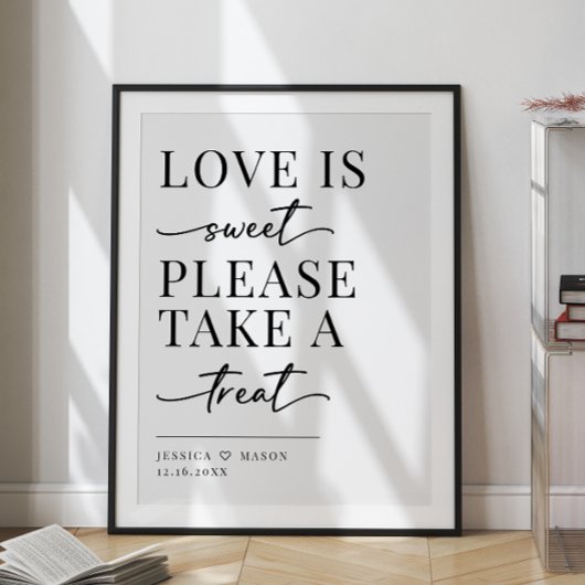 Minimalistische liefde is lief trakteren trouwteke poster