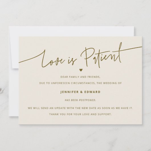 Minimalistische liefde is patiënt bruiloft update  kaart (Voorkant)