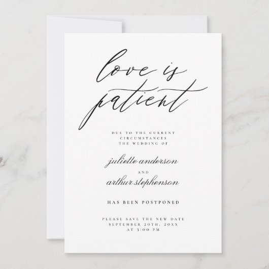 Minimalistische liefde is uitstel van het huwelijk kaart (Voorkant)
