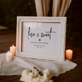 Minimalistische liefde is zoete bruiloft gunst tek poster