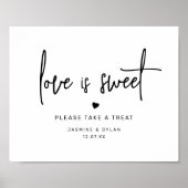 Minimalistische liefde is zoete bruiloft gunst tek poster (Voorkant)