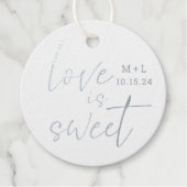 Minimalistische liefde is zoete kalligrafie bruilo bedankjes labels (Voorkant)