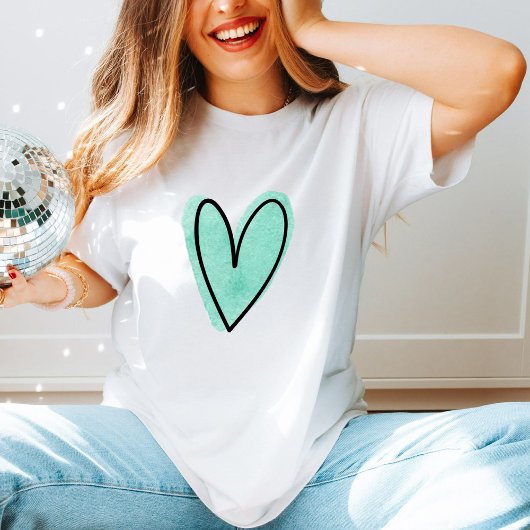 Minimalistische liefde Waterverf hart Schattige T-shirt