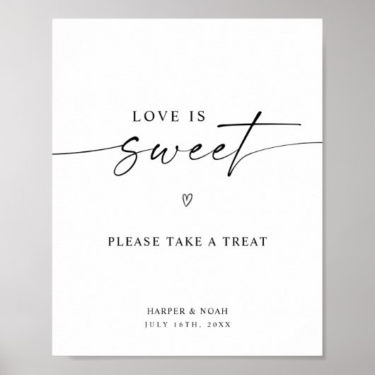Minimalistische liefdesgebaar is Sweet Weddenschap Poster (Voorkant)