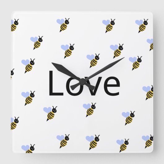 Minimalistische liefdesklok – Romantisch modern on Vierkante Klok (Voorkant)