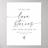 Minimalistische liefdesverhalen bruiloft bedankt poster (Voorkant)