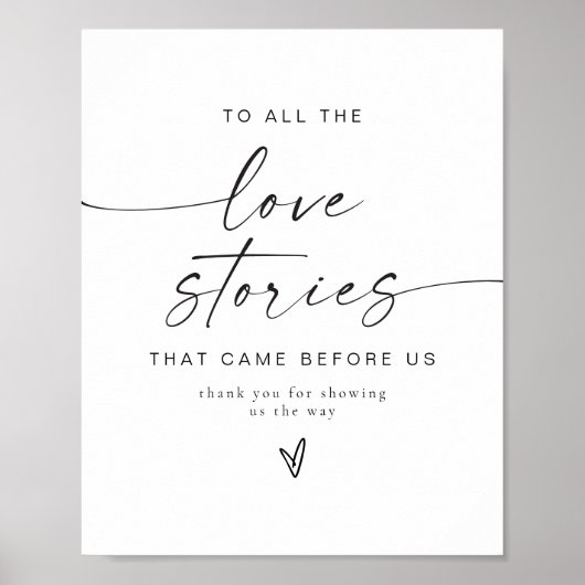 Minimalistische liefdesverhalen bruiloft bedankt poster (Voorkant)