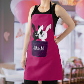 Minimalistische liefdevolle bunnies met monogram k schort
