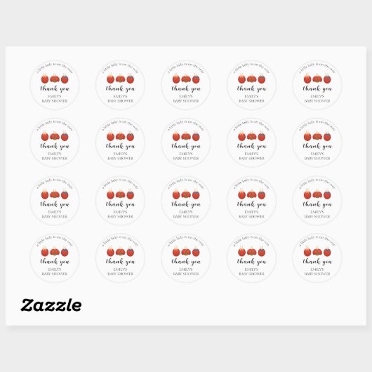 Minimalistische lieveheersbeestje familie bedankt  ronde sticker (Vel)