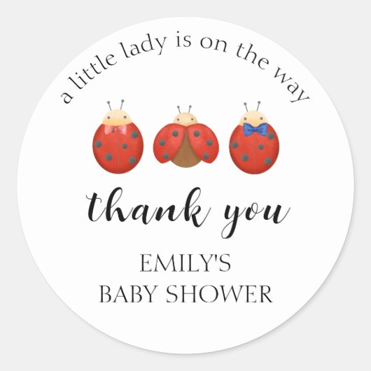 Minimalistische lieveheersbeestje familie bedankt  ronde sticker (Voorkant)