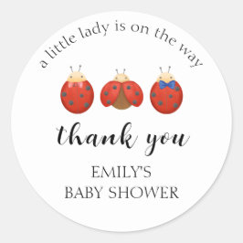 Minimalistische lieveheersbeestje familie bedankt  ronde sticker