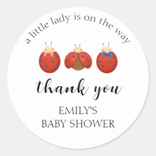 Minimalistische lieveheersbeestje familie bedankt ronde sticker