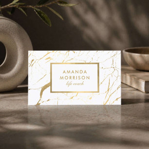 Minimalistische Life Coach Goud Marmer Wit Visitekaartje